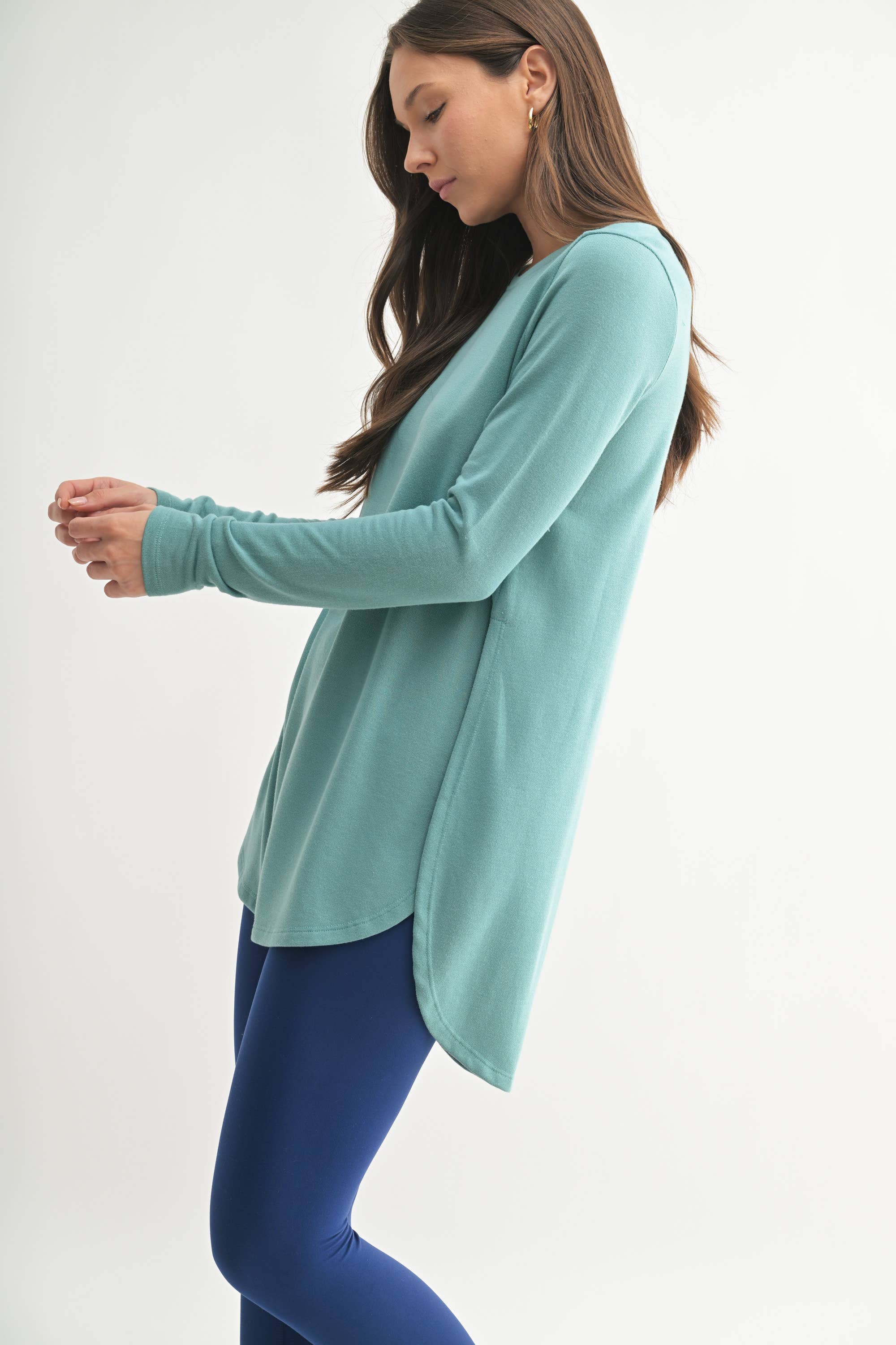 Mono B - Wholesale Tunic - Women's - Long Sleeve Flow Top with Side Slit17