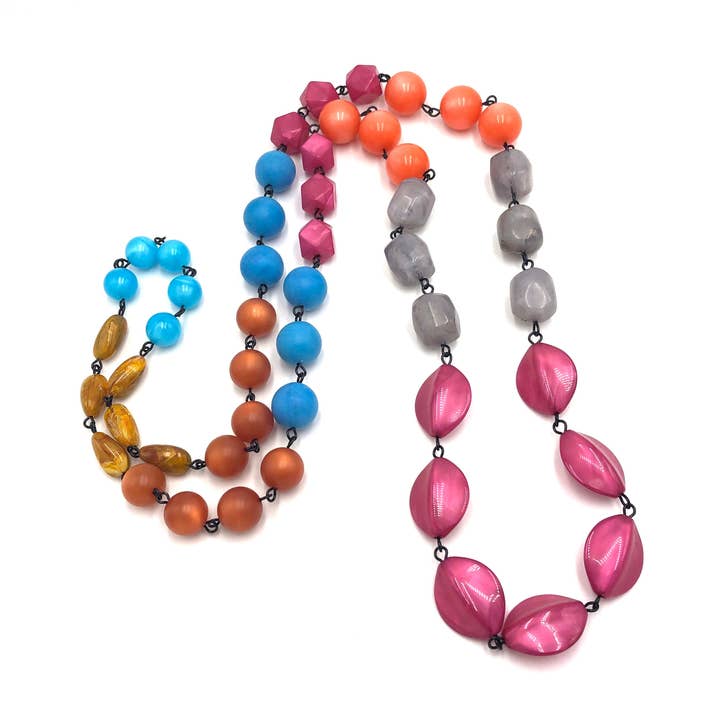 Cranberry Grey & Copper Rope Necklace for wholesale by Leetie Lovendale