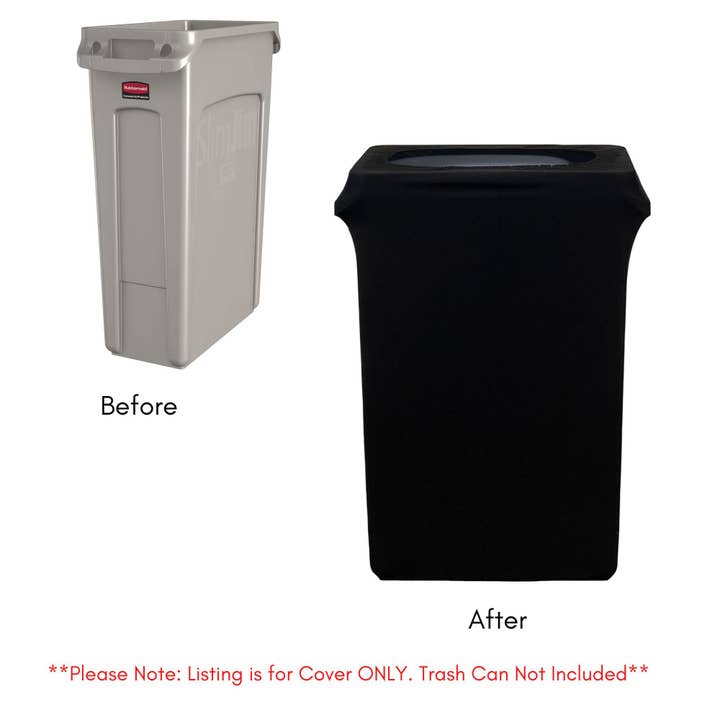 YOUR CHAIR COVERS - Wholesale Trashcan/Trash Bin - 23 Gallon Spandex Slim Jim Narrow Trash Can Cover Black