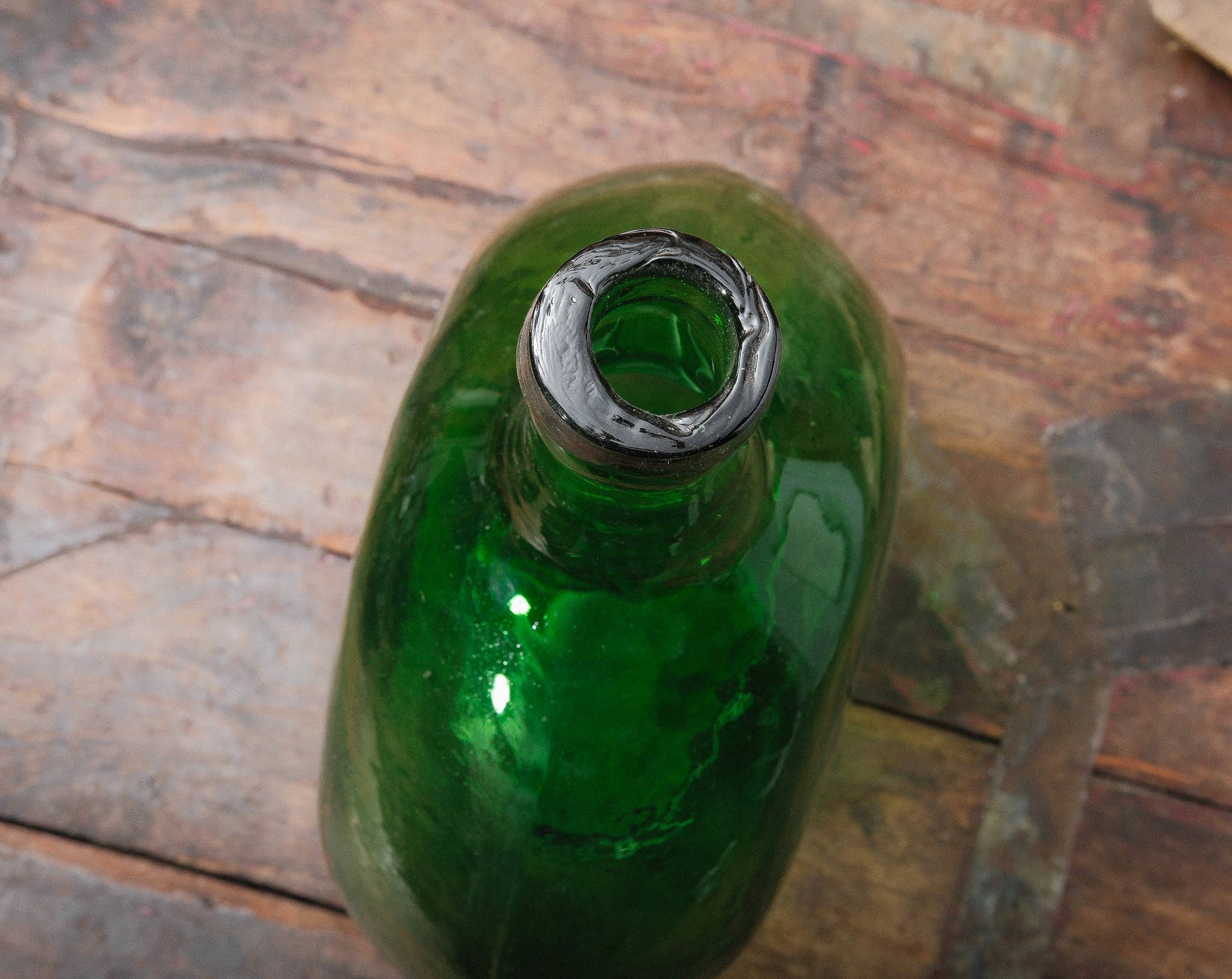 Golden Oldies Antiques - Wholesale Decorative tabletop object - Green Flat Sided Glass Demijohn Bottle2