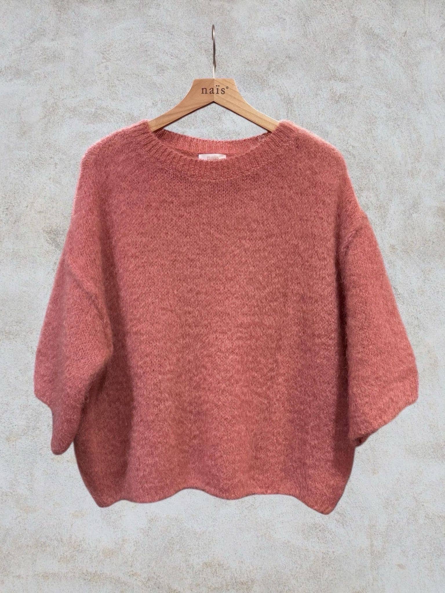 NAÏS PARIS – Großhandel Strickpullover – Damen – Pullover mit Rundhalsausschnitt und kurzen Ärmeln aus 80 % Kid-Mohair22
