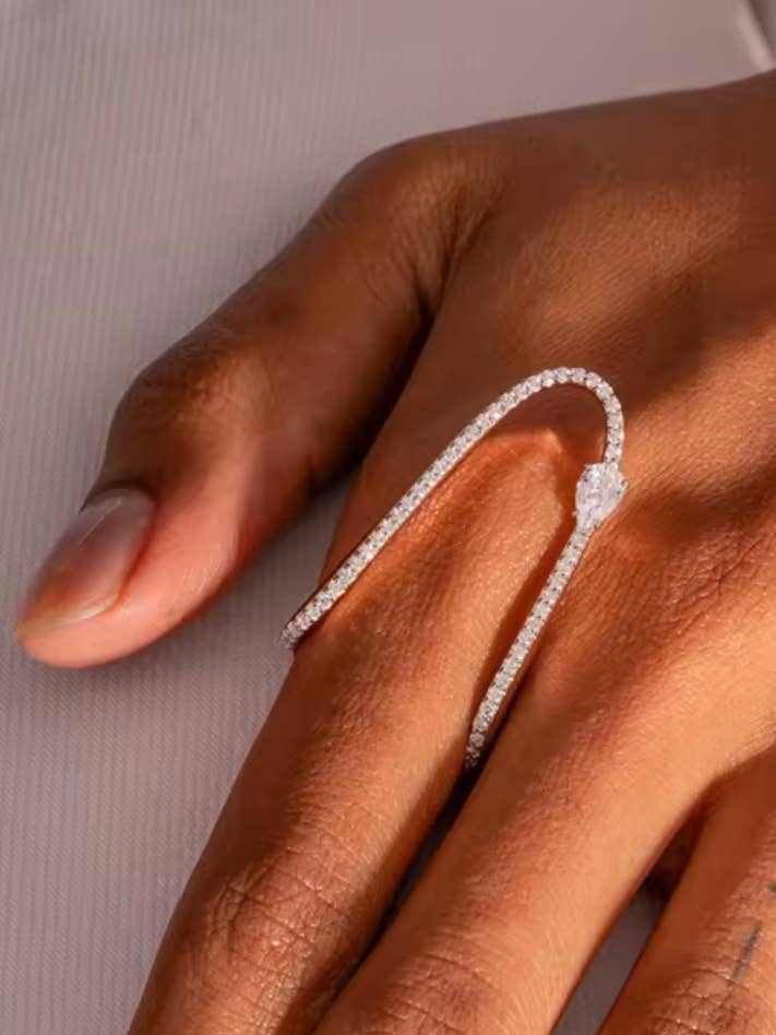 Halo Knuckle Ring- Dainty Recycled Brass and CZ Ring for wholesale by HoopLa