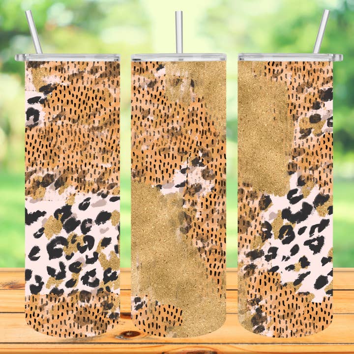 Gobelet à motif léopard avec paille et couvercle pour la vente par Londas Trendy Tees