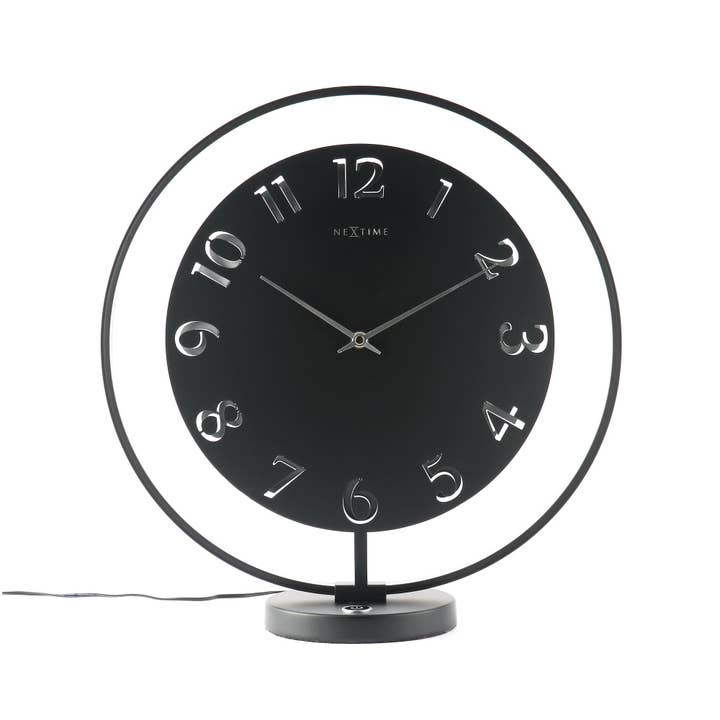 Viceni - Venta al por mayor Relojes de escritorio - Reloj de mesa grande de 40 cm, diseño moderno, color negro y plateado