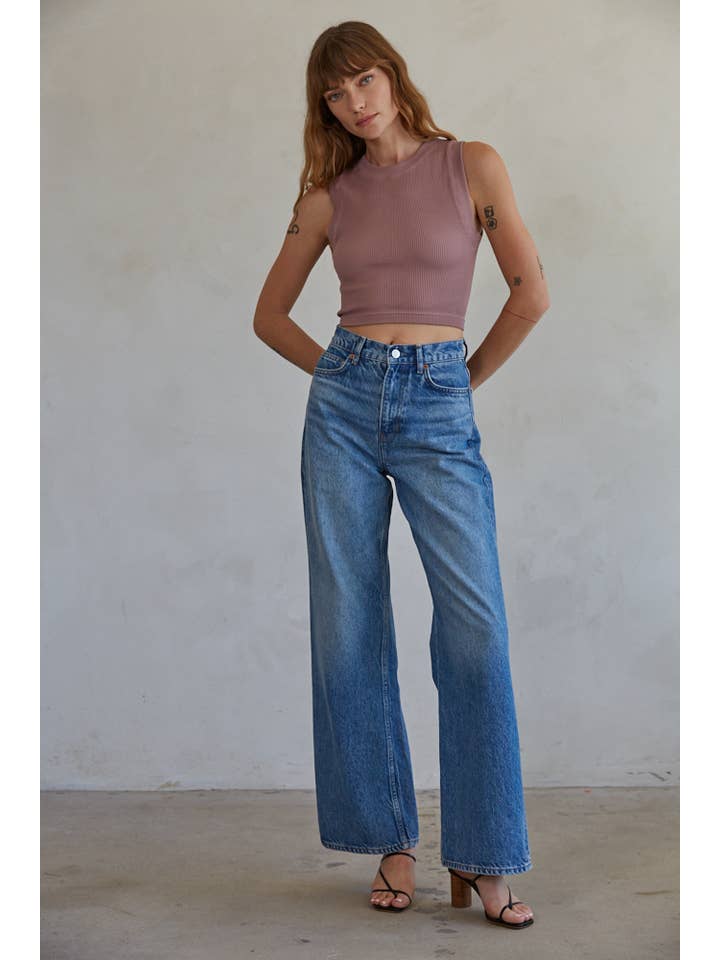 By Together - Wholesale Knit Top - Women's - S1106N | Knit Seamless Ribbed Round Neck Sleeveless Top