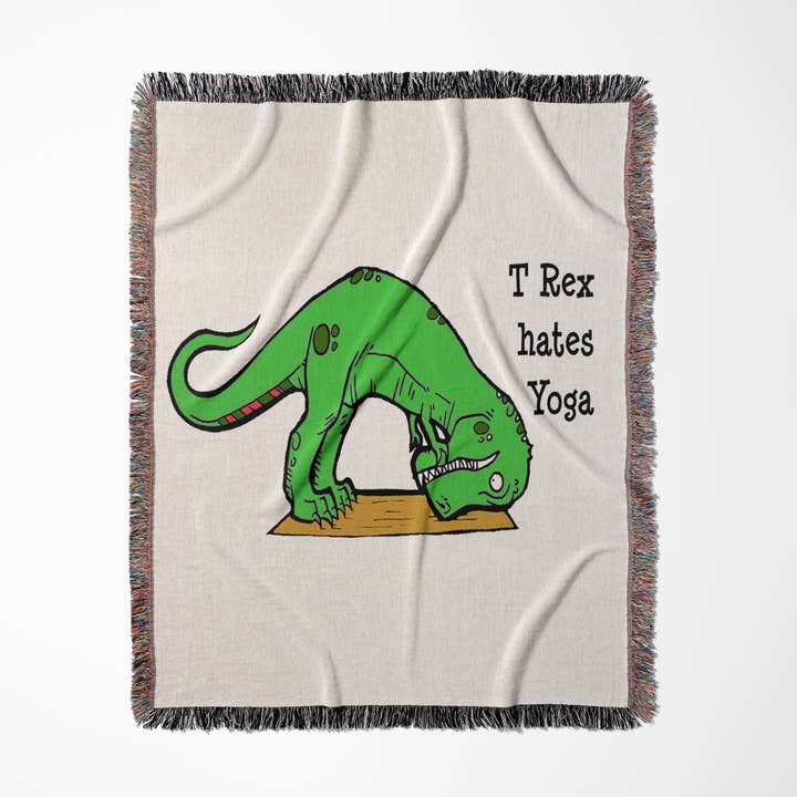 3dRose - Wholesale Throw Blanket - 3dRose, T Rex hates yoga,, Blanket0