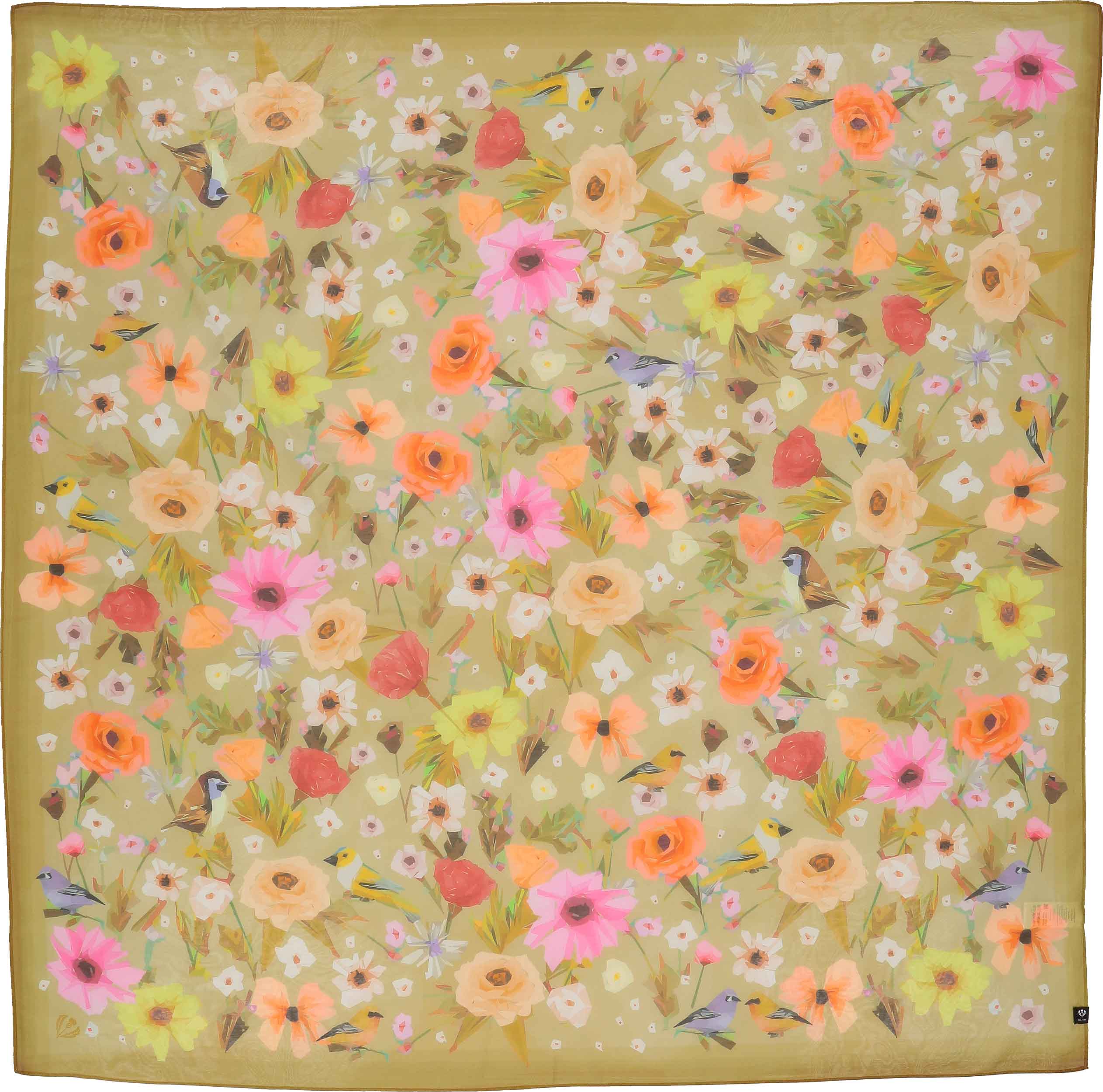 FRAAS - The Scarf Company - Wholesale Scarf - Women's - Floral Birds Cotton Silk Square5