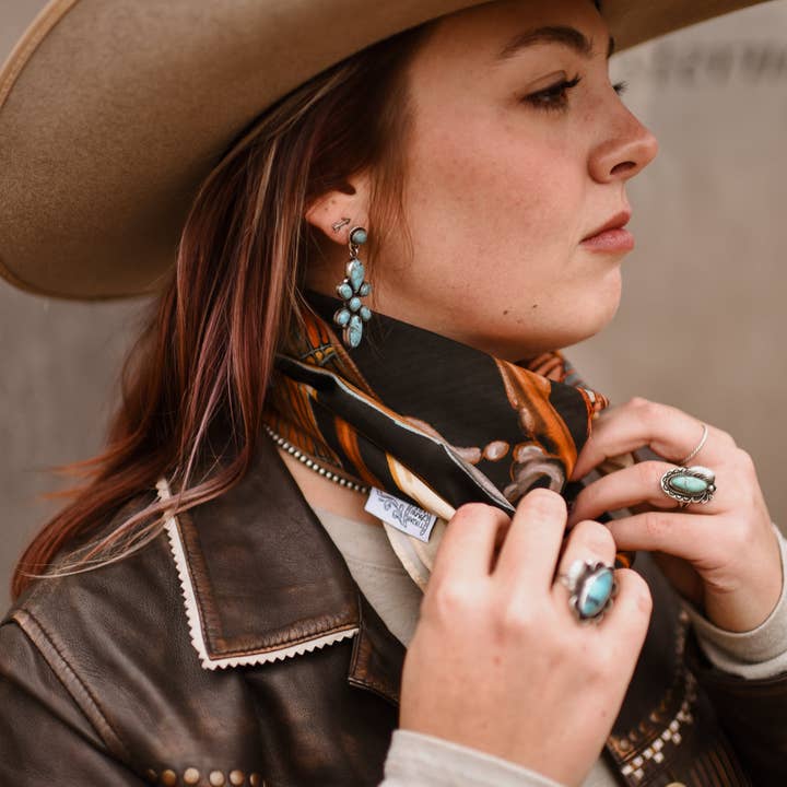 Tirzah Lane Art - Wholesale Scarf - Women's - Tack Room Treasure Wild Rag Western Silk Scarf1