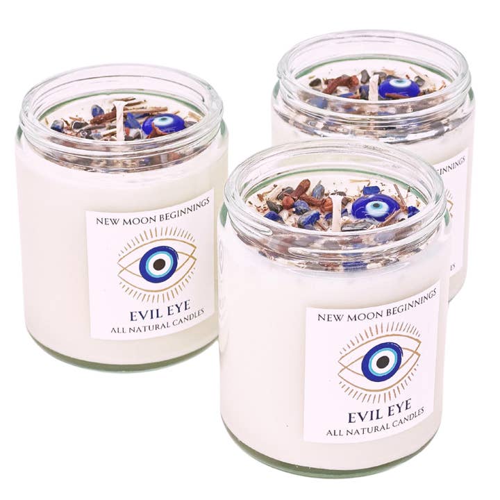 New Moon Beginnings - Wholesale Jar/Filled Candle - Evil Eye Protection Candle by New Moon Beginnings2