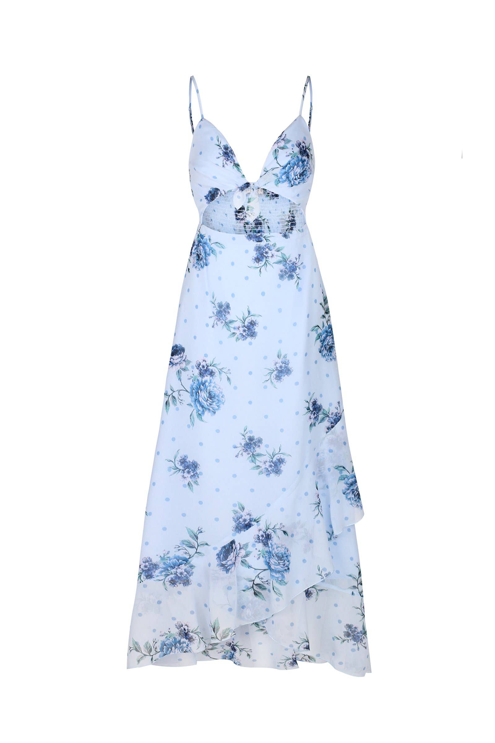 Bellevue The Label - Vente Robe – femme - Robe midi Blossom - Bleu Poussiéreux Floral