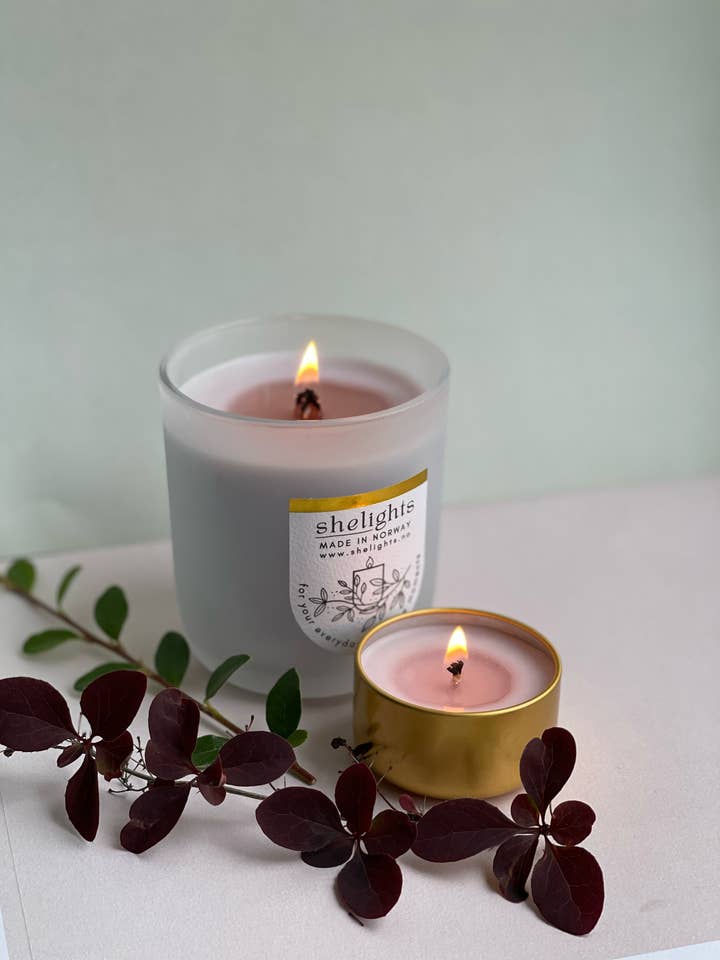 Lavendel- og kakao-duftlys på 230 g for engroshandel hos Shelights