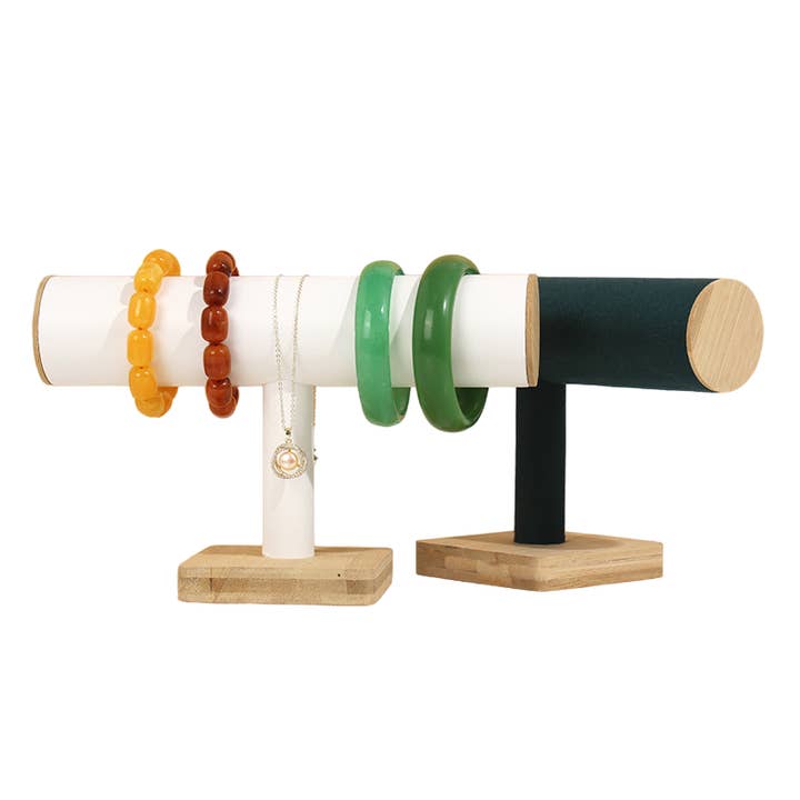Zakka - Wholesale Jewelry Stand & Display - Round Bracelet Bangle Chain Display T-Bar 6.25"H Black White2