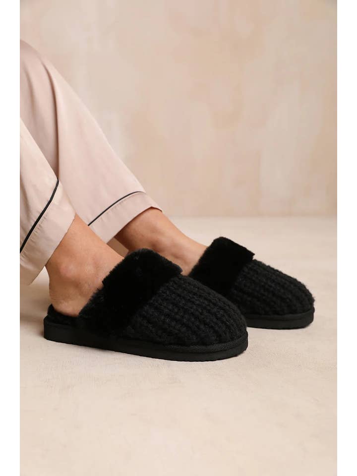 No Doubt Shoes - Wholesale Slippers - Women's - WOMENS KNITTED SNUG FAUX FUR SLIPPERS