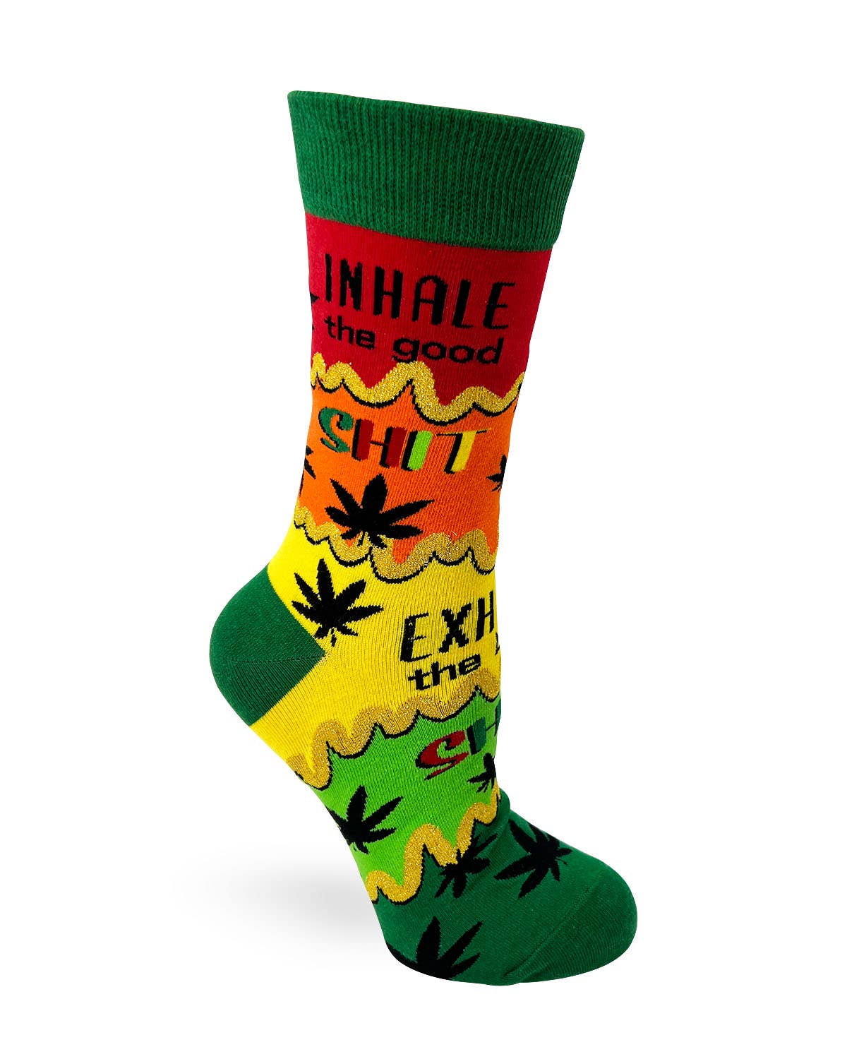Fabdaz - Vente Chaussettes – femme - Chaussettes femmes « Inhale The Good Shit, Exhale The Bad Shit » avec feuilles de cannabis1
