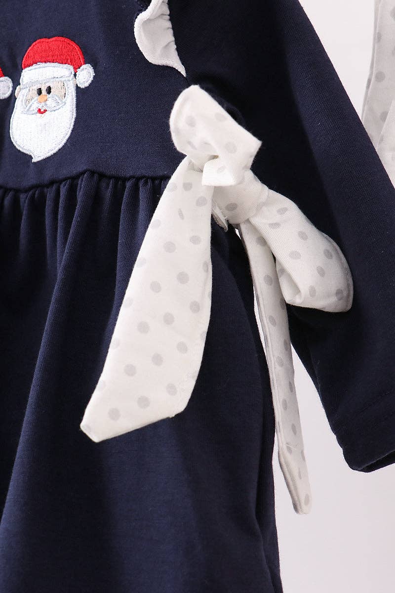 Mom & Co. - Wholesale Clothing Set - Baby - Navy christmas santa claus embroidery ruffle bloomer set2