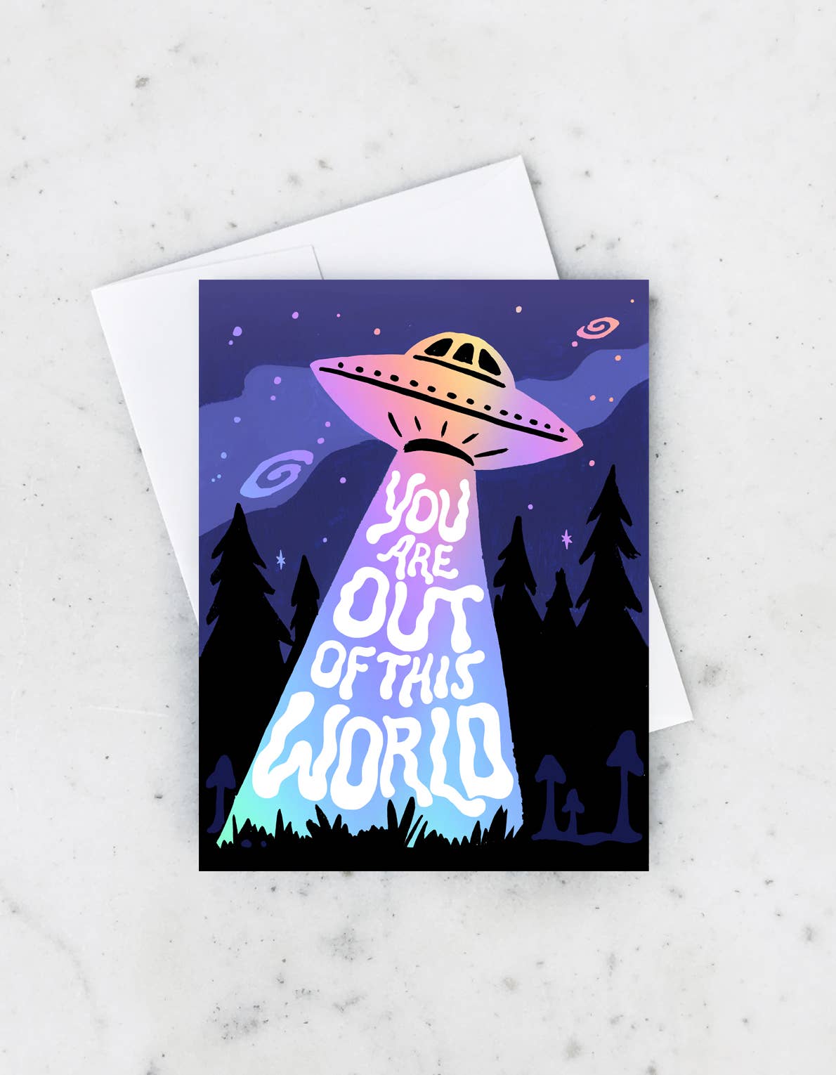 Idlewild Co. - Wholesale Love Card - Spaceship Greeting Card, Holographic Foil1