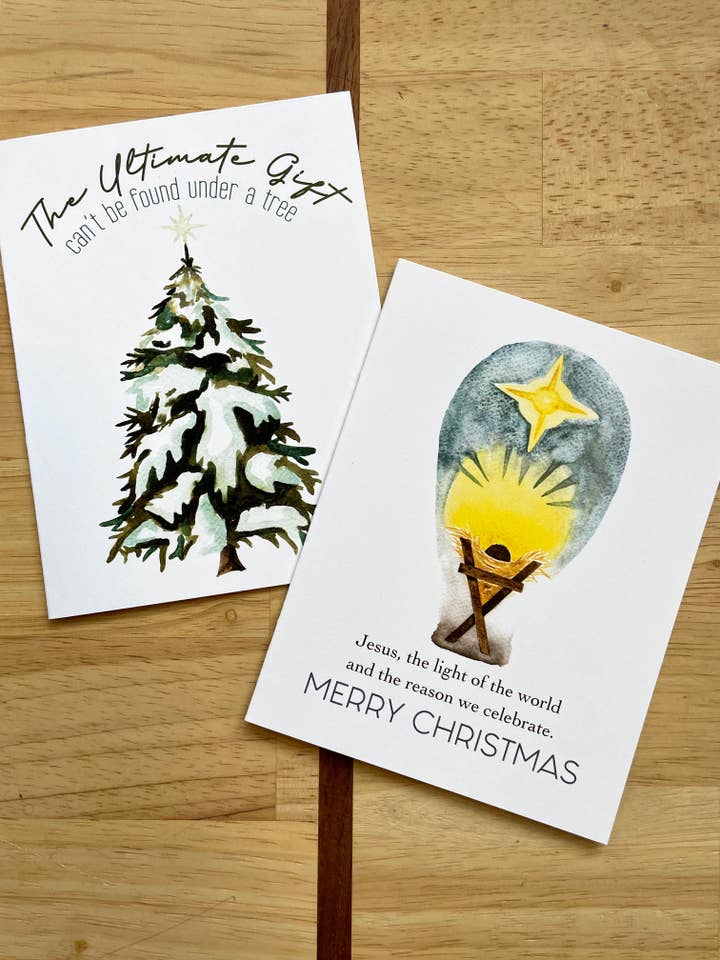 Multipakning med (6) A2 foldekortsæt - Christian Christmas for engroshandel hos Kristin Schmidt Artist