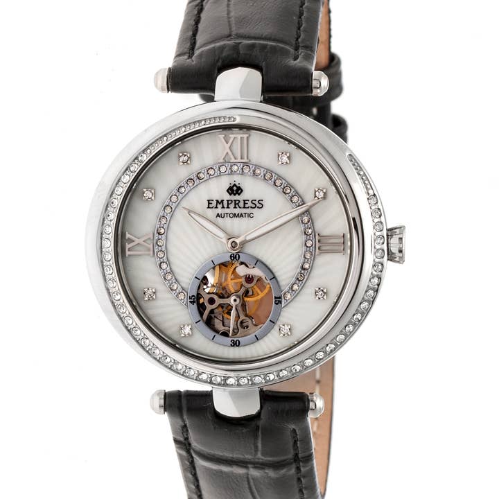 Empress - Vente Montre – femme - Montre automatique Empress Stella avec bracelet en cuir nacre