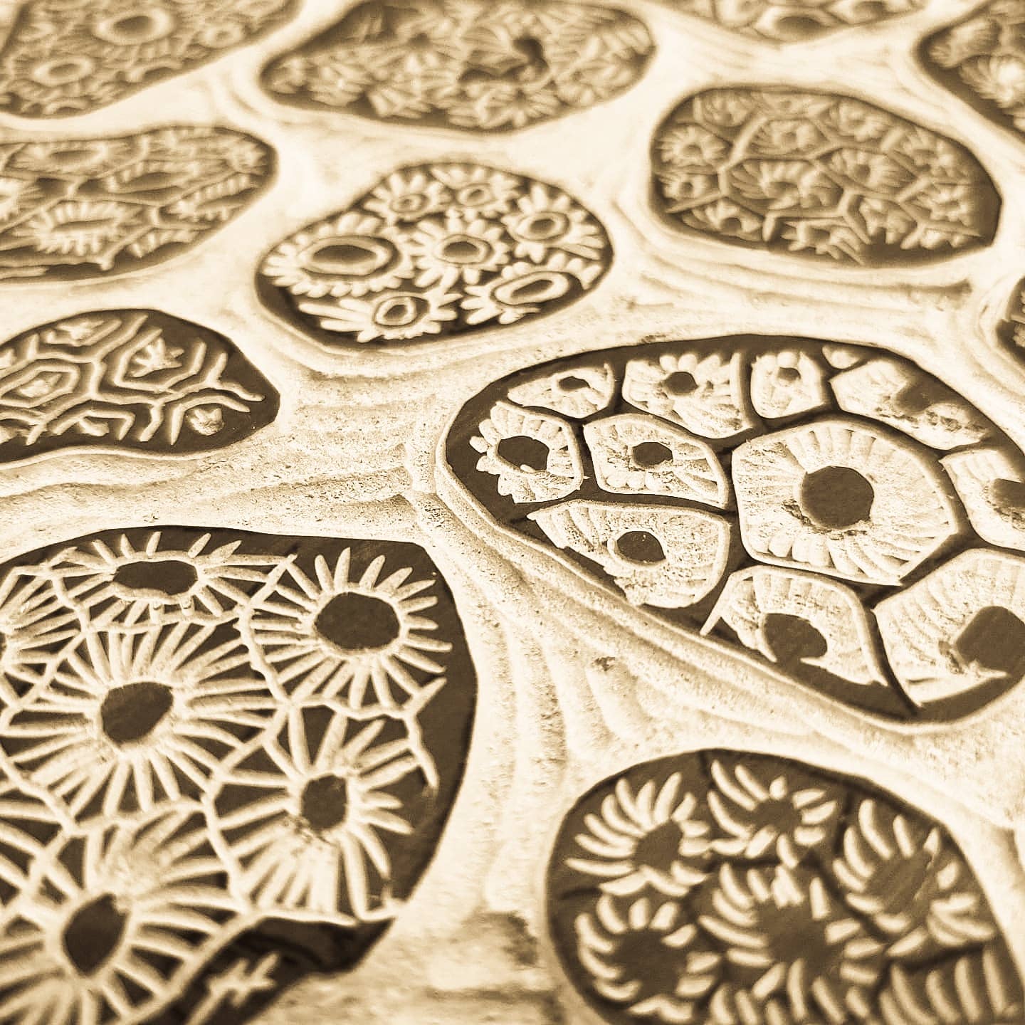 Big Mitten Linocuts - Wholesale Art Print - Petoskey Stones Linoprint2