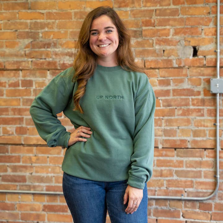 Jupmode - Wholesale Sweatshirt - Women's - Up North Michigan Embroidered Crew Sweatshirt2