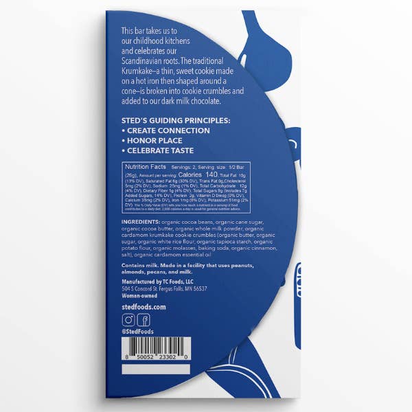 Sted Foods - Wholesale Chocolate Bar - Cardamom Krumkake Cookie1