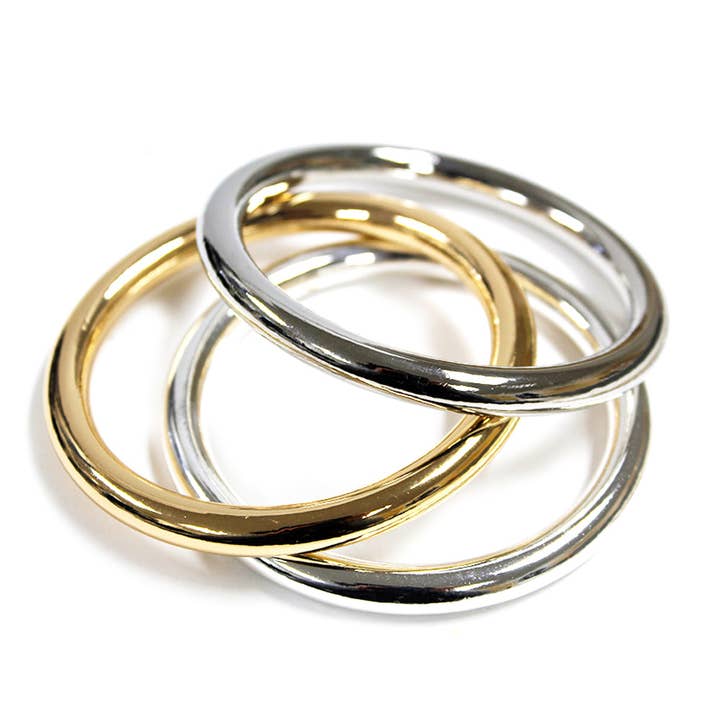 Set of 3 Gold and Silver Bangle Set for wholesale by What's Hot