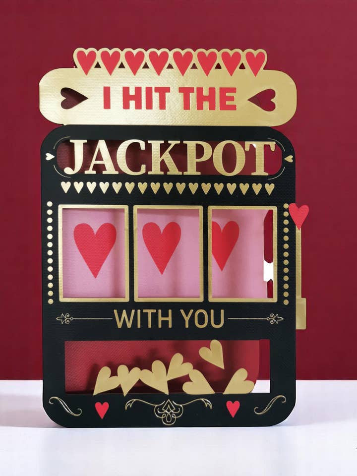 LOVE DIECUT JACKPOT GREETING CARD ALLJOY DESIGN for wholesale by Notes & Queries, Inc.