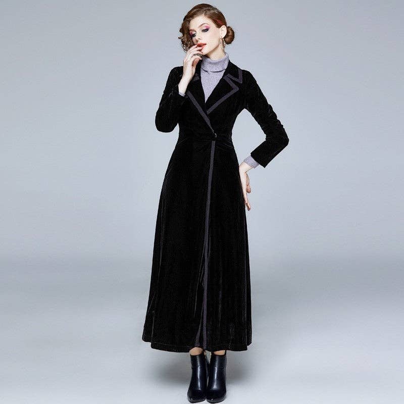 OceanusSwim - Wholesale Coat - Women's - Long Velvet Coat In Solid Color2