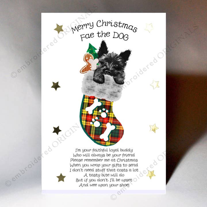Wee Wishes - Wholesale Christmas Card - Christmas Fae the Dog Embossed Foil Christmas Card