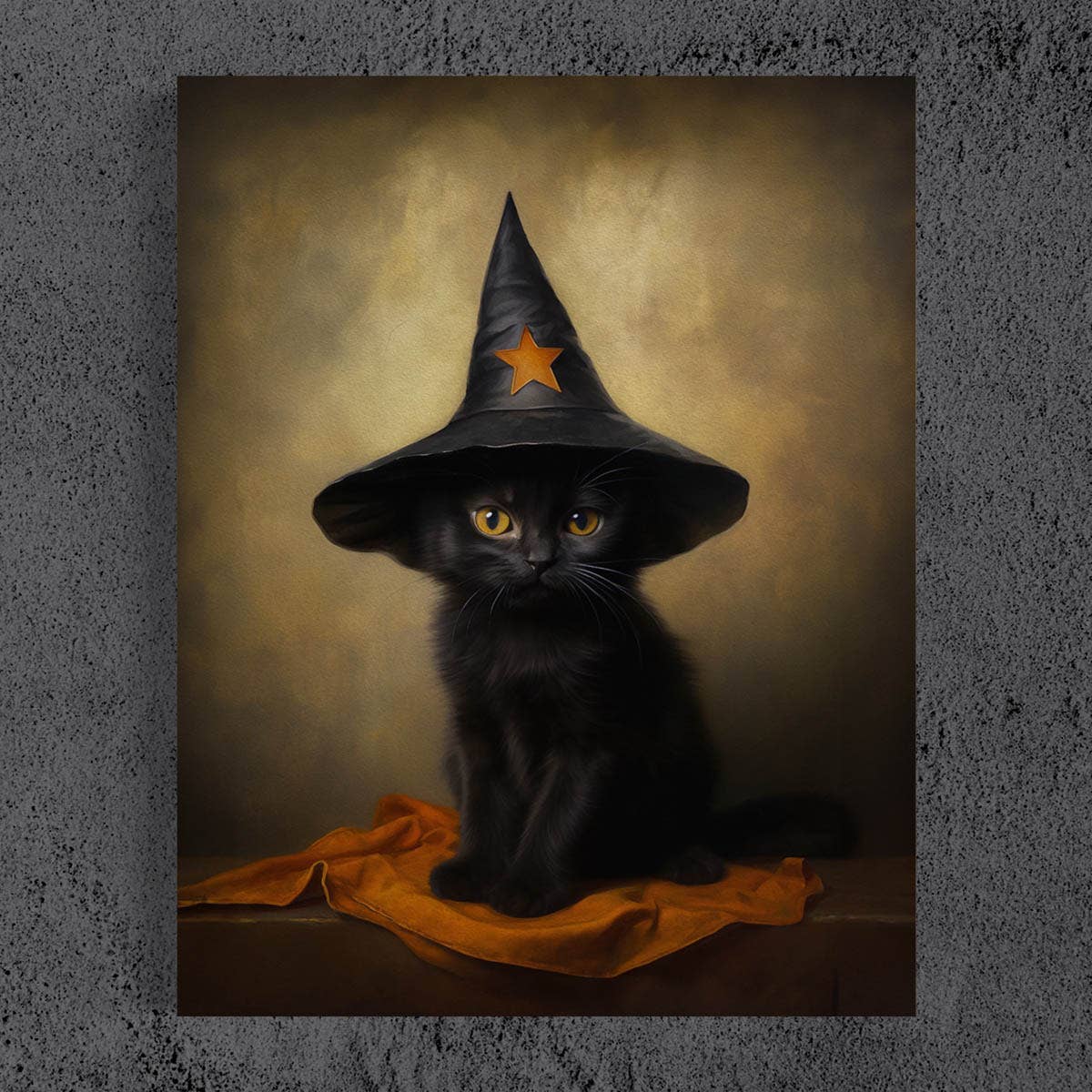 Salty Alyce - Wholesale Art Print -   Black Cat with Star Witch Hat Wall Decor 30AS5