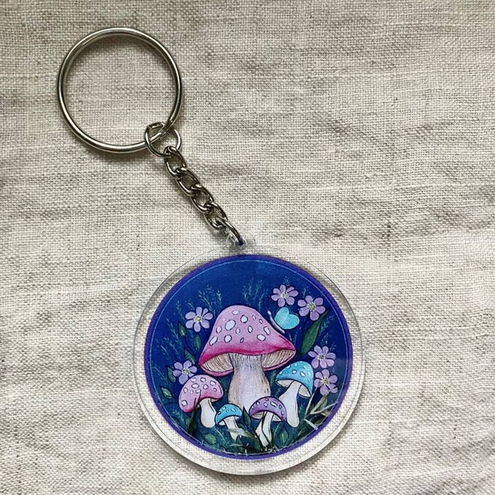 Artwork by Sandra Naufal - Wholesale Keychain - Unisex - Mushrooms Keychain