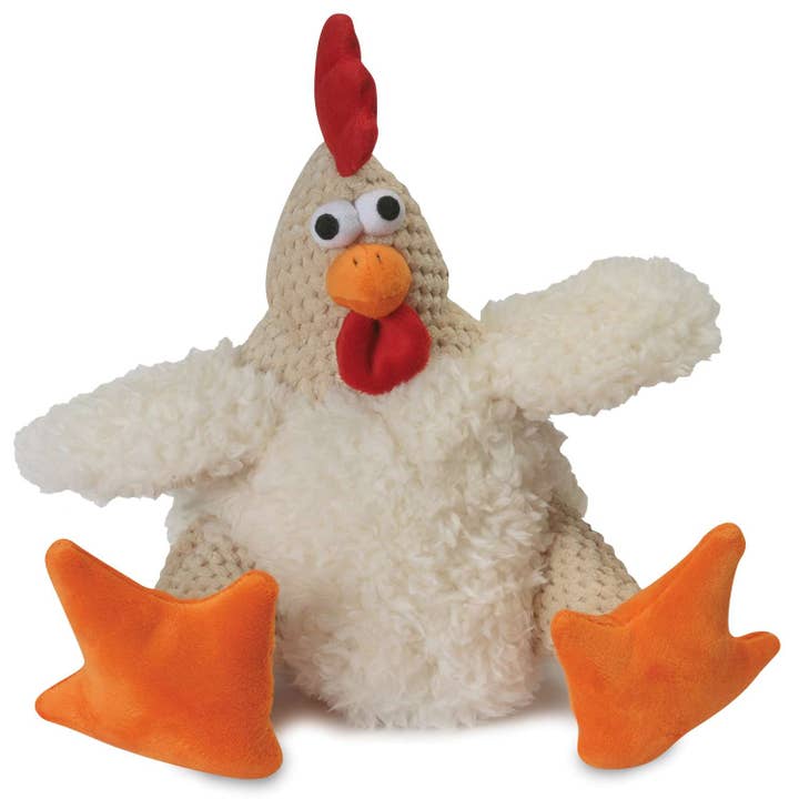 goDog Checkers Fat Rooster White w/Chew Guard Dog Toy Large for wholesale by Pet Palette Distribution