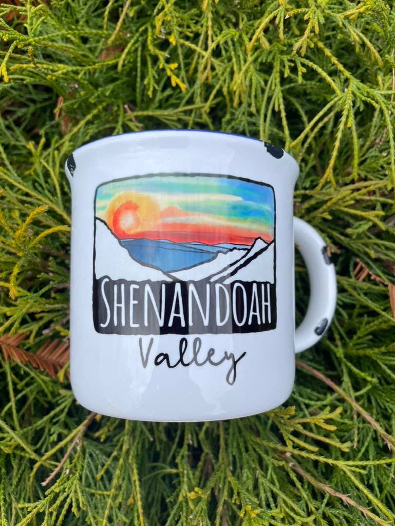 Sweetgum Studio - Wholesale Coffee Mug - Stoneware Distressed Mug with Blue Trim 14 oz.27