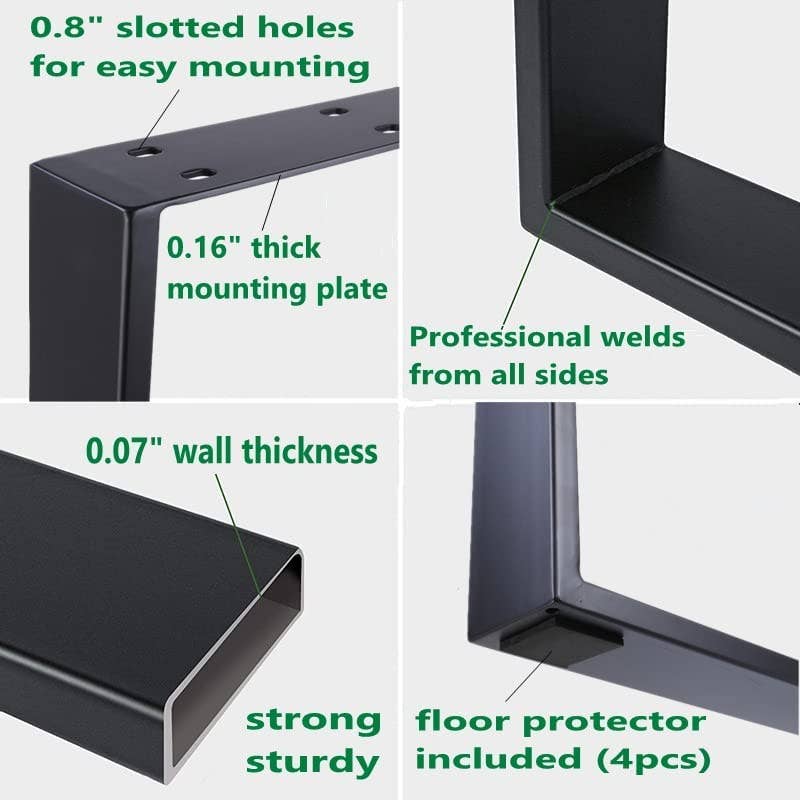 Above Edge - Wholesale Desk Riser - Table Legs, Metal Furniture Legs, 2 Pack Rectangular Support1