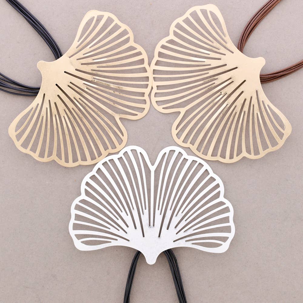 Sonata - Wholesale Snap Jewelry - Ginkgo Metal Pendant Necklace3