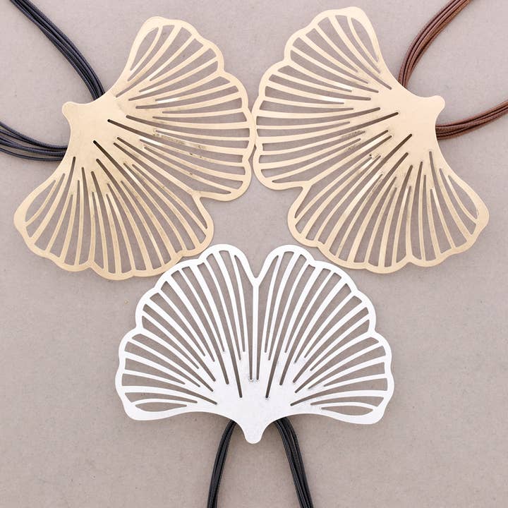 Sonata - Wholesale Snap Jewelry - Ginkgo Metal Pendant Necklace3