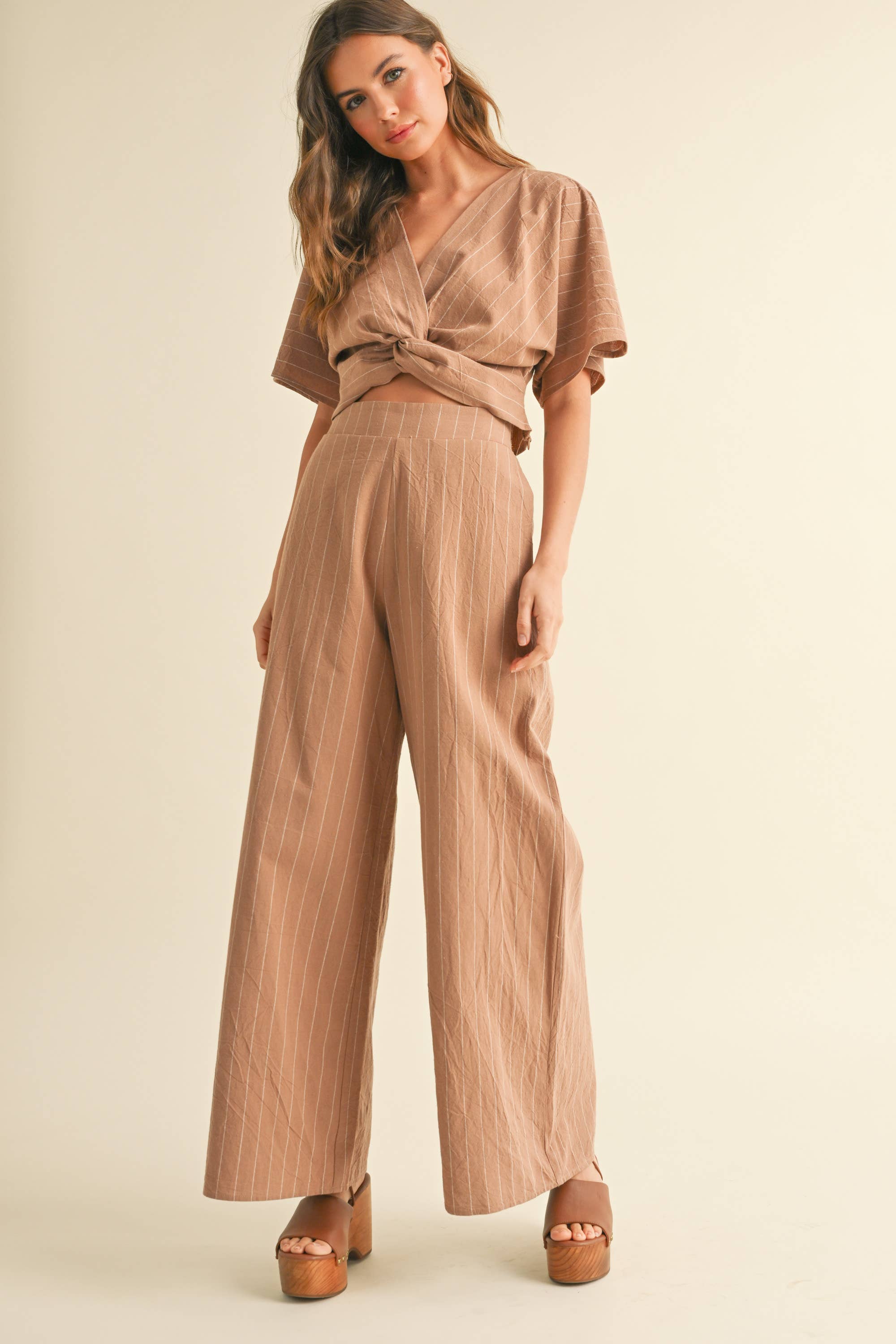 MIOU MUSE - Wholesale Pants - Women's - P4277ST   STRIPE PATTERN PANTS WITH ELASTIC WAIST7