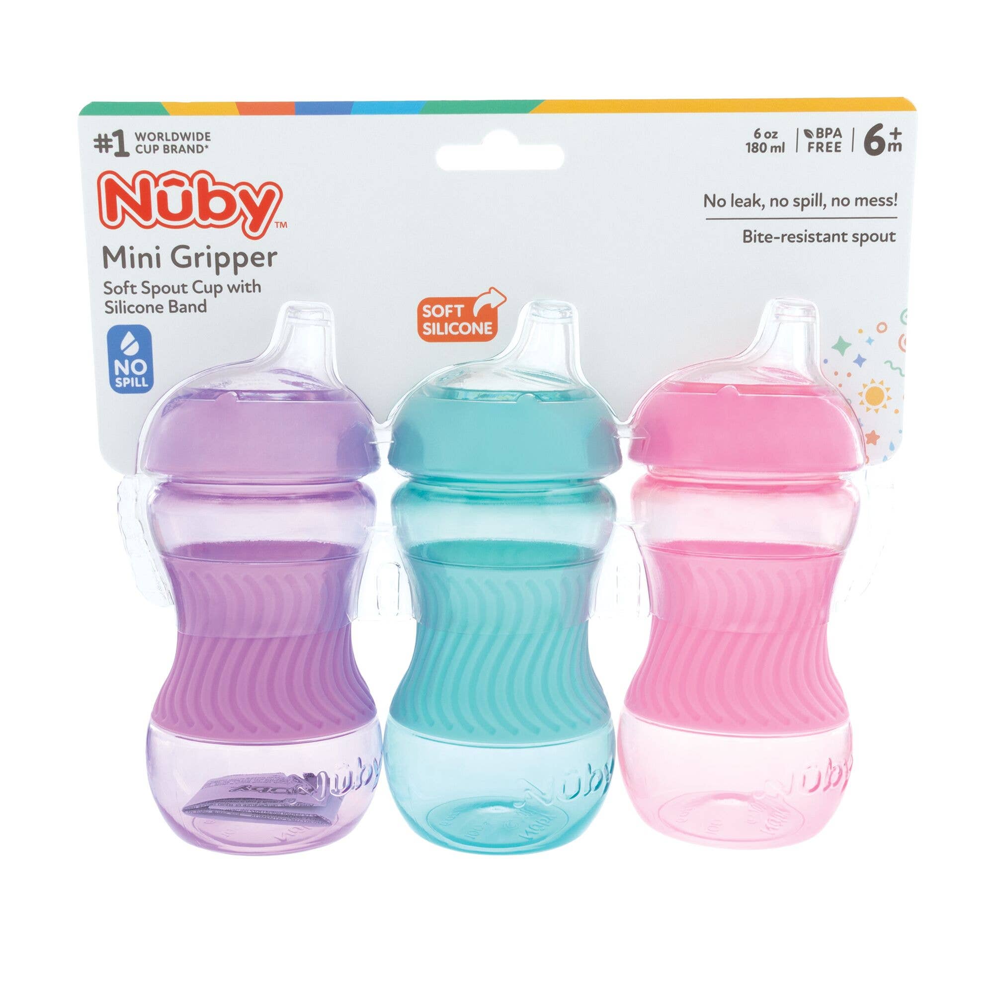 Nuby - Wholesale Drinking Glass/Cup - Nuby 3 Pack 6oz Mini Easy Grip Sleeve Cups3