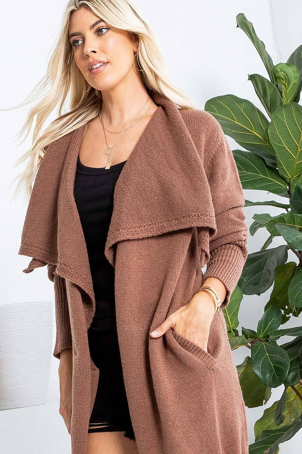 Sweet Lovely by Jen – Engroshandel Cardigan - Dame – BLØD STRIKTRØJE MED ÅBEN FRONT LANG CARDIGAN7