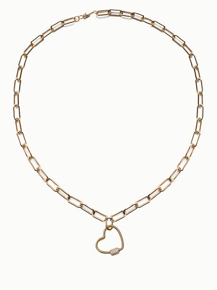 Sivalya Lovelock Heart Locket Paperclip kæde halskæde for engroshandel hos Sivalya