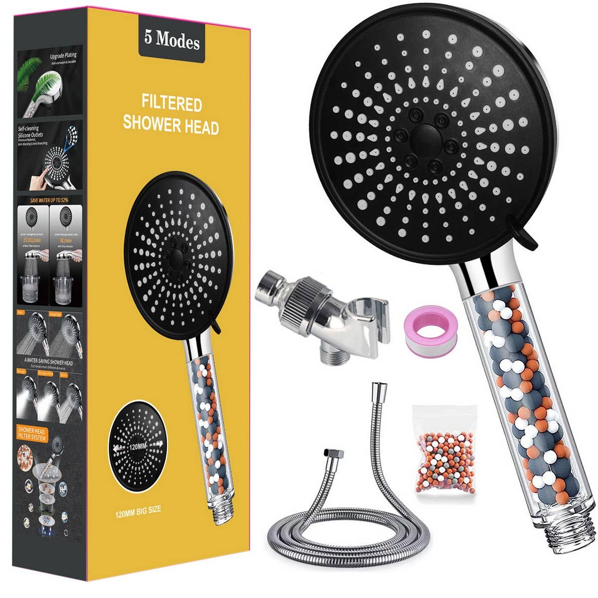 ACCITY - Wholesale Shower Head - 5 SPRAY MINERAL STONE FILTER SHOWER HEAD_CWASC17069