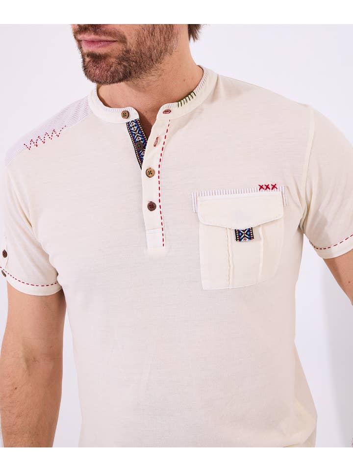 Carefree Customised Cream Henley for wholesale on Faire