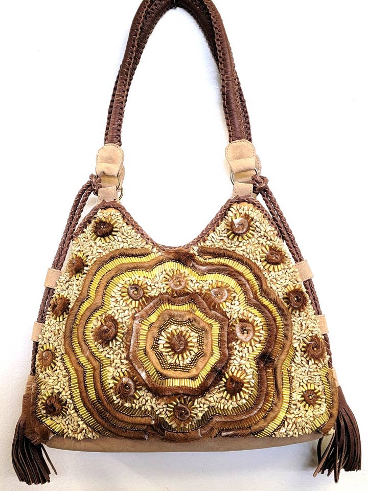 BOHEMIAN HAIRON SUEDE LEATHER HOBO #RD 510 F for wholesale by Ricki designs