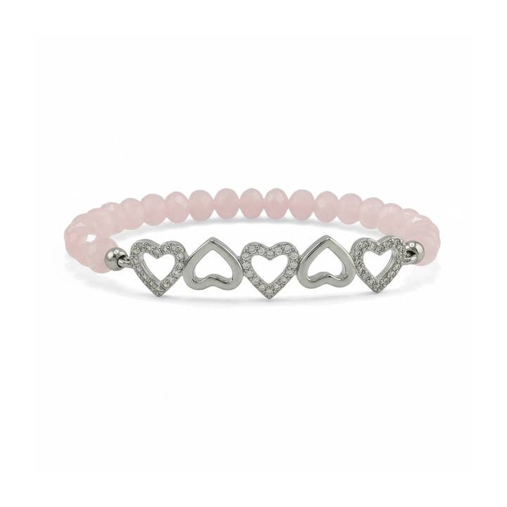 Five Hearts Crystal Stretch Bracelet for wholesale by Love, Lisa