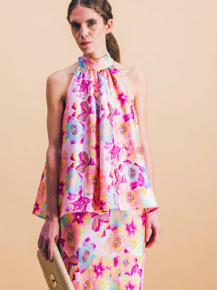 Top PAULINE pink blossom pour la vente par Elise Chalmin