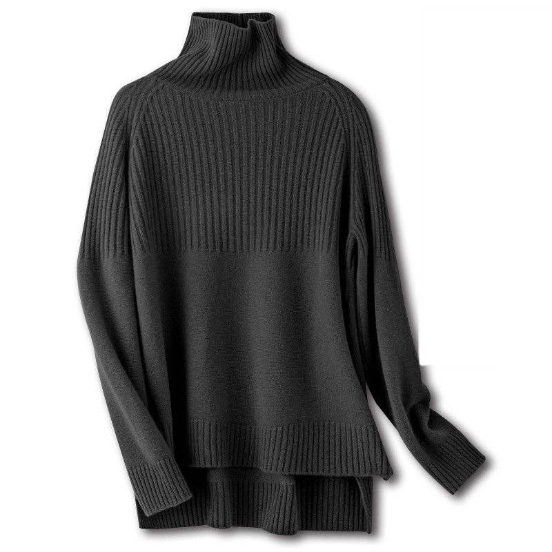 FurDecoration – wholesale Knitted jumper – Women′s – Solid Color Turtleneck Loose Plus Size Thickened Sweater2