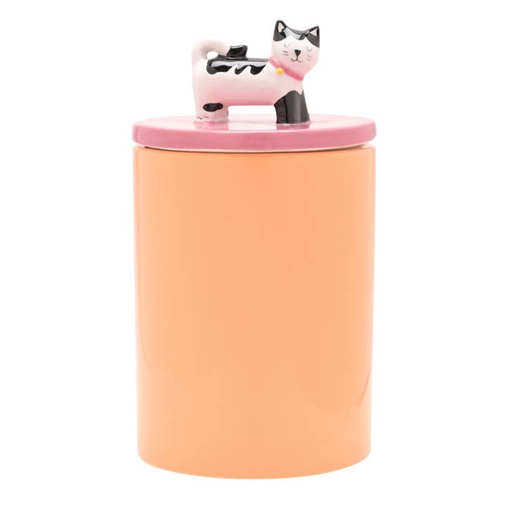 Raspberry Blossom Cat Treat Jar for wholesale by WIDDOP and Co.