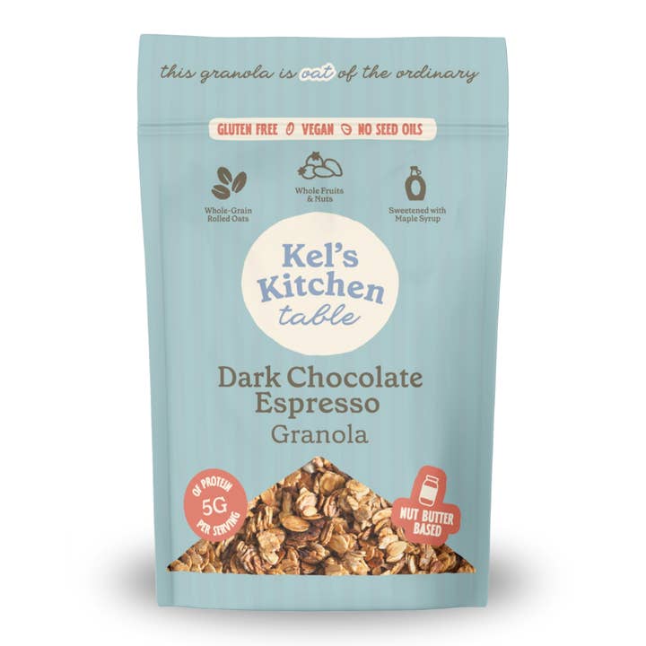 Dark Chocolate Espresso Granola, 8oz for wholesale by Kel's Kitchen Table
