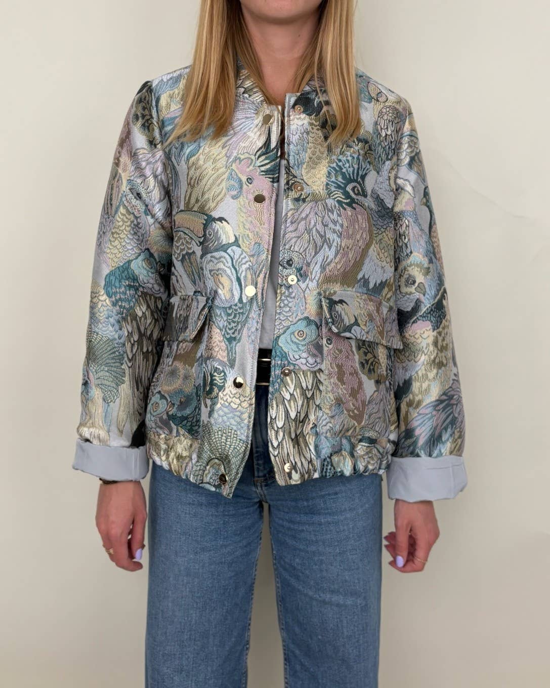 KZELL PARIS - Wholesale Jas - Dames - Jas met metallic jacquardmotief van vogels6