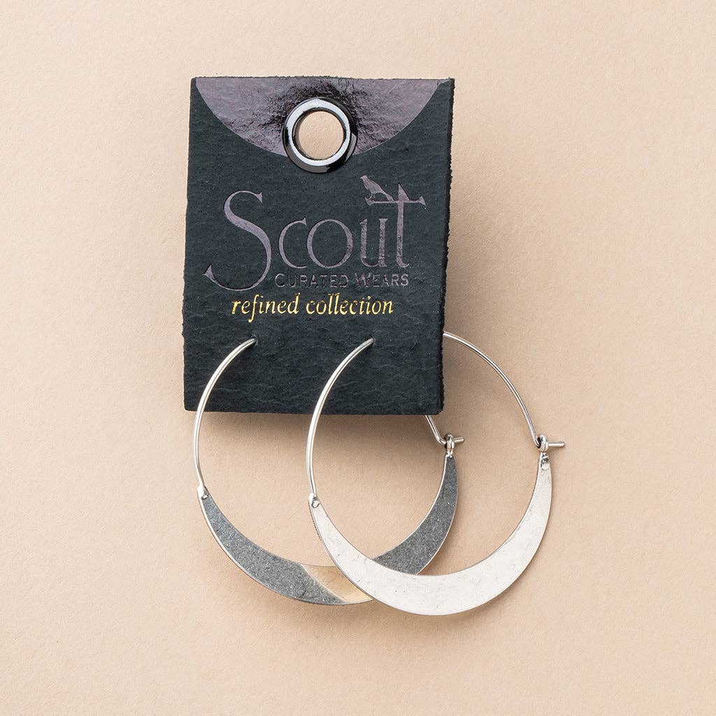 Scout Curated Wears - Wholesale Hoop Earrings - Refined Earring Collection - Crescent Hoop/Silver2